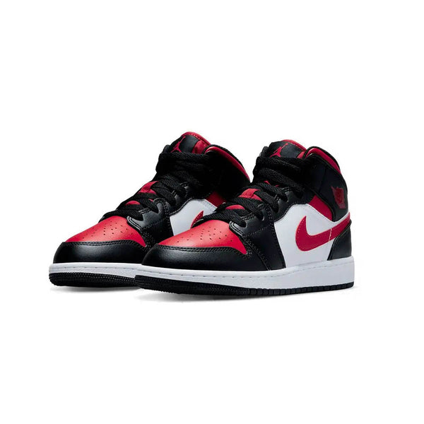 Nike Air Jordan 1 Mid Black Fire Red (GS) -  554725-079 - Sn Supply Solo Sneakers Originali