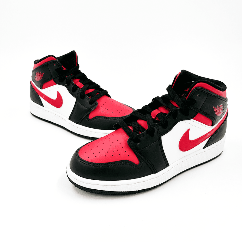 Nike Air Jordan 1 Mid Black Fire Red (GS) - 554725-079 - Sn Supply Solo Sneakers Originali
