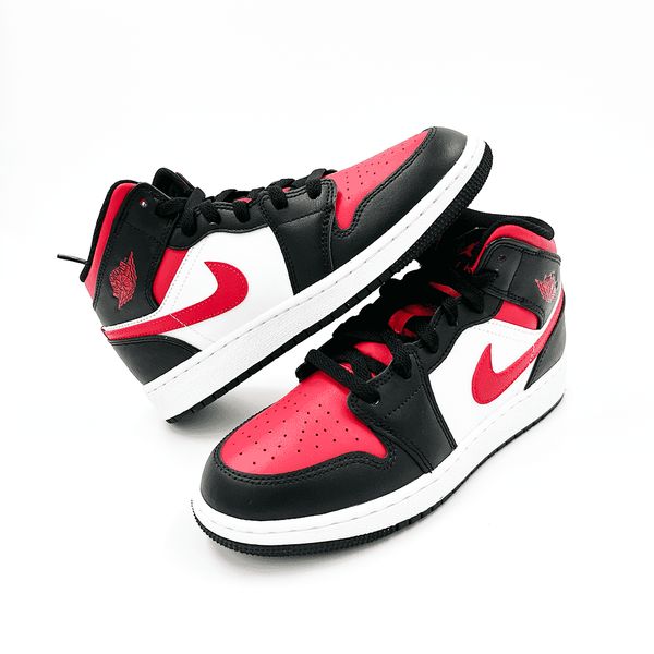 Nike Air Jordan 1 Mid Black Fire Red (GS) - 554725-079 - Sn Supply Solo Sneakers Originali